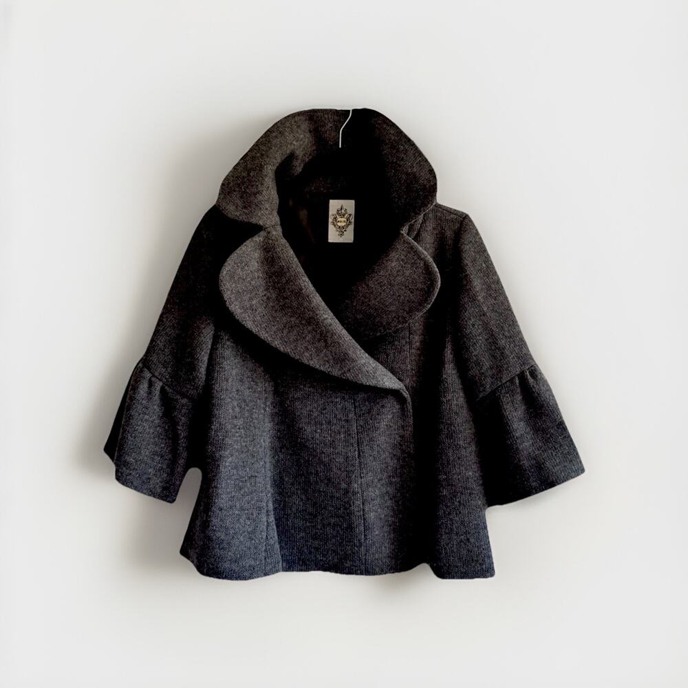 Designer Vintage MK2K gray bolero jacket Size M, Cropped With Bell Sleeves Y2K - Picture 2 of 11